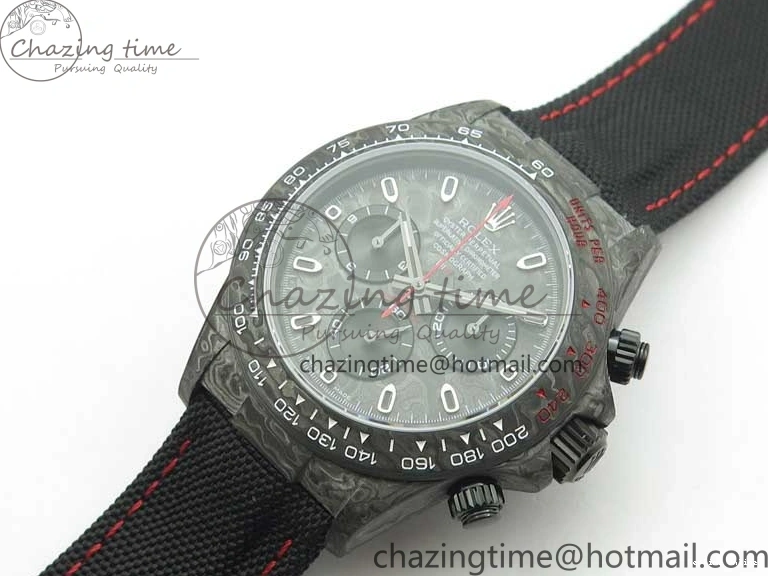 1218 WrinkleFree Daytona DIW Carbon OMF Best Edition Carbon Black Dial Red Hand on Black Nylon Strap A 2846